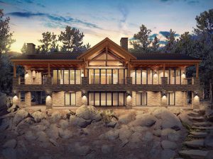 Custom home rendering back view